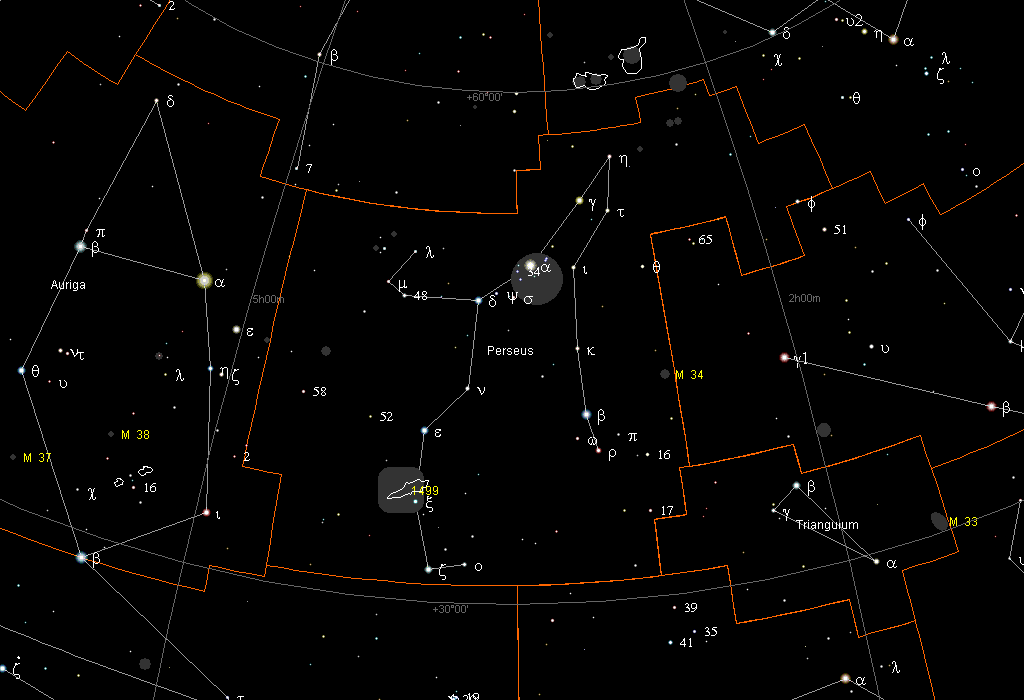 Персей созвездие схема с названиями звезд